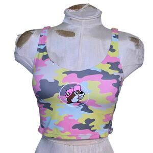 Buc-ee's Bucees Women’s Pastel Camouflage Camo Sports Bra Beaver Logo Padded S
